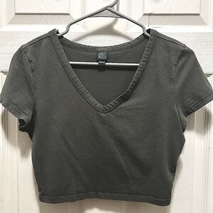 Wild Fable Green V-Neck Crop Top